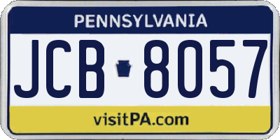 PA license plate JCB8057