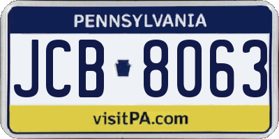PA license plate JCB8063