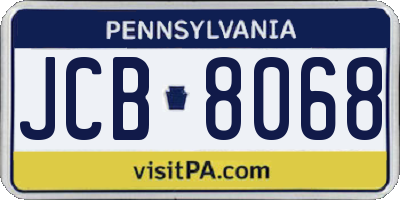 PA license plate JCB8068