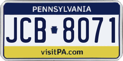 PA license plate JCB8071