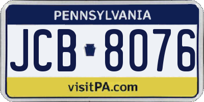 PA license plate JCB8076