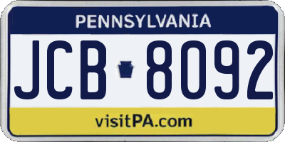 PA license plate JCB8092