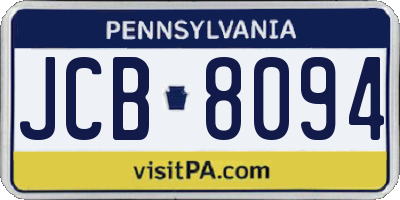 PA license plate JCB8094