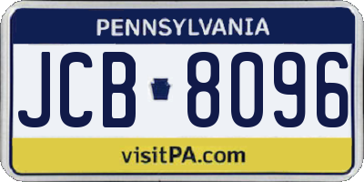 PA license plate JCB8096