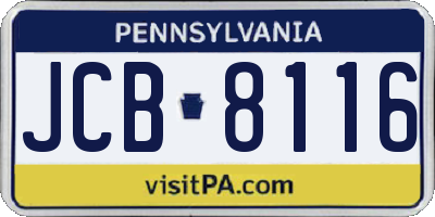 PA license plate JCB8116