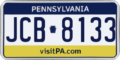 PA license plate JCB8133