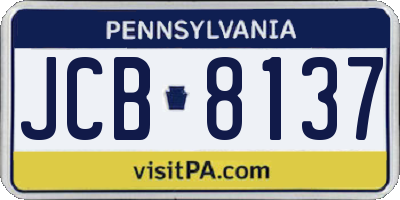 PA license plate JCB8137