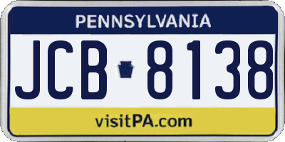 PA license plate JCB8138