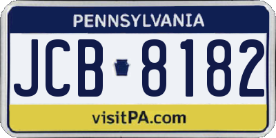 PA license plate JCB8182