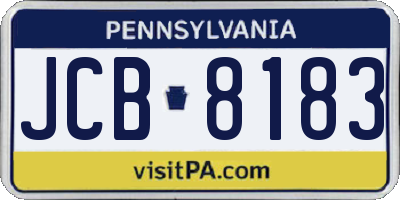 PA license plate JCB8183
