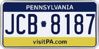 PA license plate JCB8187