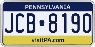 PA license plate JCB8190
