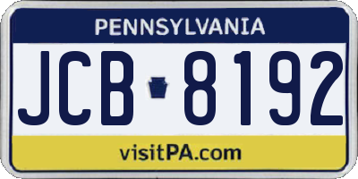 PA license plate JCB8192