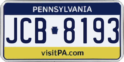 PA license plate JCB8193