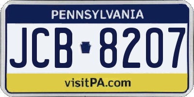 PA license plate JCB8207