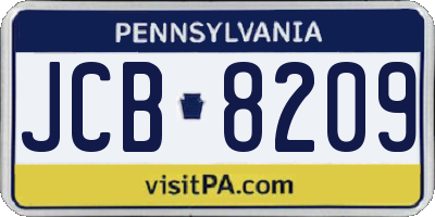 PA license plate JCB8209