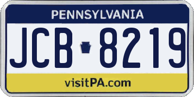 PA license plate JCB8219