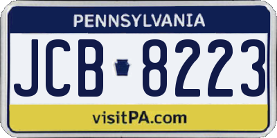 PA license plate JCB8223