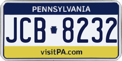 PA license plate JCB8232