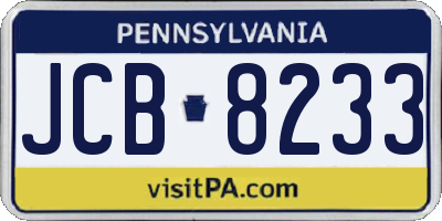 PA license plate JCB8233