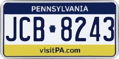 PA license plate JCB8243
