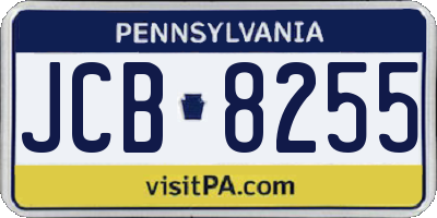 PA license plate JCB8255
