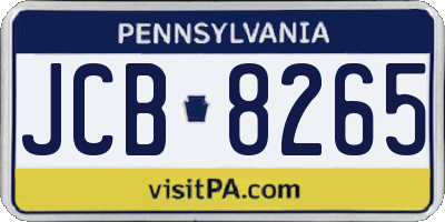 PA license plate JCB8265