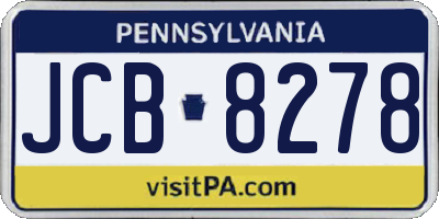 PA license plate JCB8278
