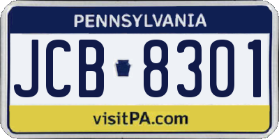 PA license plate JCB8301