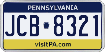 PA license plate JCB8321