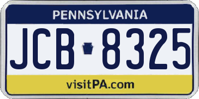 PA license plate JCB8325