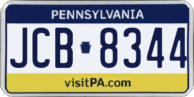 PA license plate JCB8344