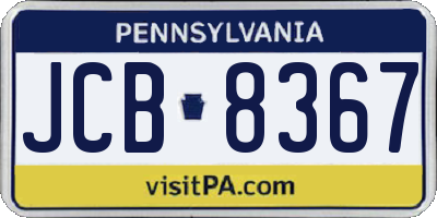 PA license plate JCB8367