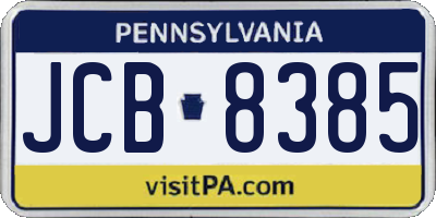 PA license plate JCB8385