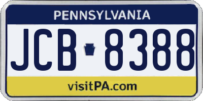 PA license plate JCB8388