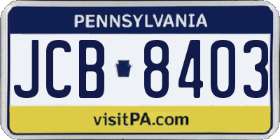 PA license plate JCB8403