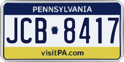PA license plate JCB8417