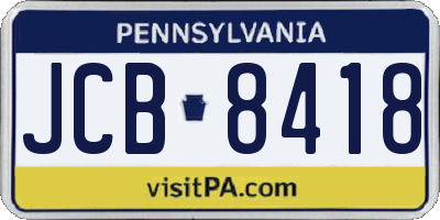 PA license plate JCB8418