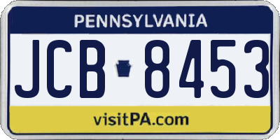PA license plate JCB8453