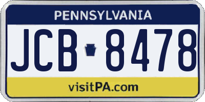 PA license plate JCB8478