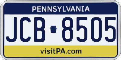 PA license plate JCB8505