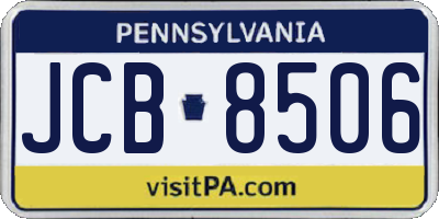 PA license plate JCB8506