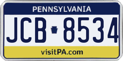 PA license plate JCB8534