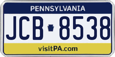 PA license plate JCB8538