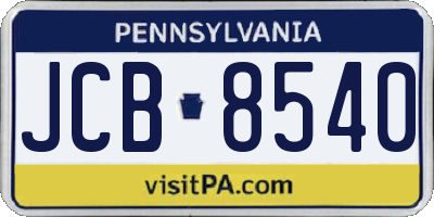 PA license plate JCB8540