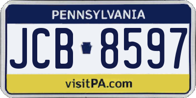 PA license plate JCB8597