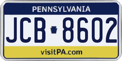 PA license plate JCB8602