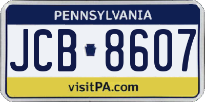PA license plate JCB8607