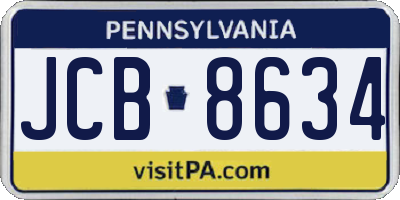 PA license plate JCB8634