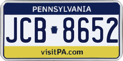 PA license plate JCB8652